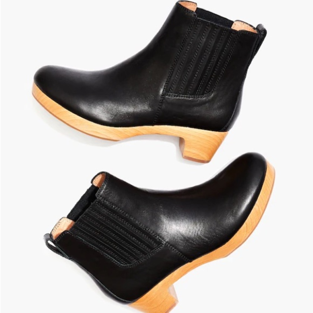 NIB madewell Women's Black Leather Clog boots